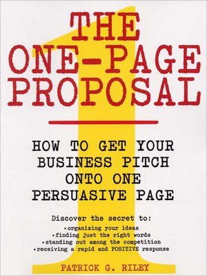 cover image of The One-Page Proposal